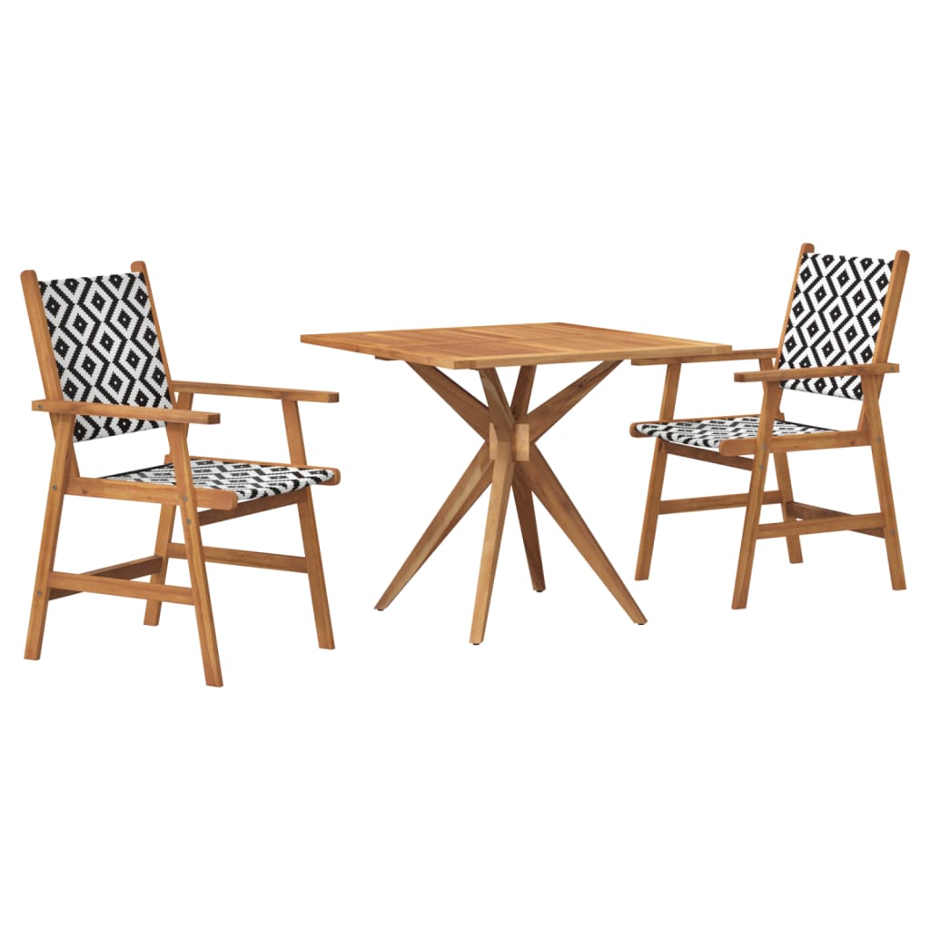 vidaXL Juego de comedor de jardín 3 piezas madera maciza de acacia