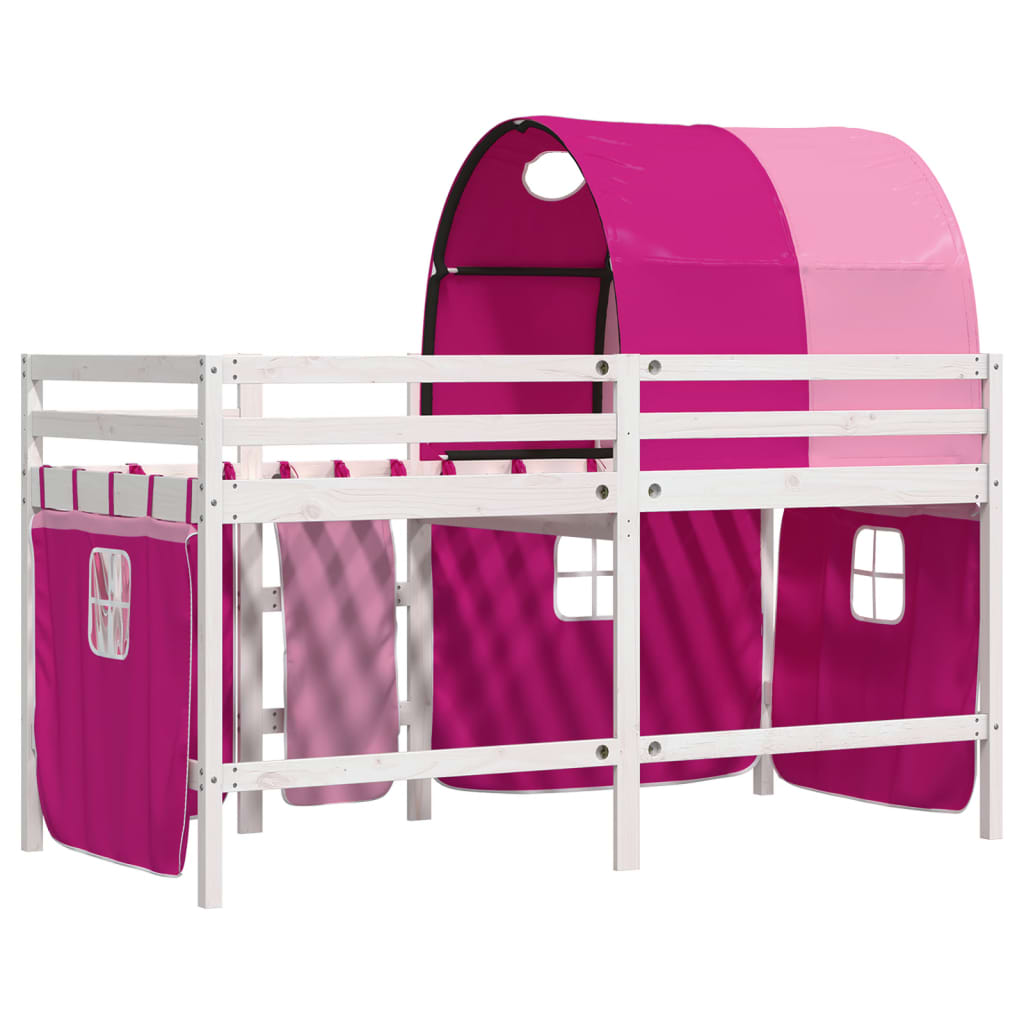 vidaXL Cama alta para niños con túnel madera pino rosa 80x200 cm