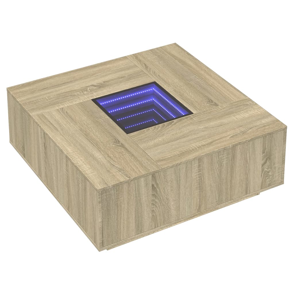 vidaXL Mesa de centro con Infinity LED roble Sonoma 100x100x40 cm