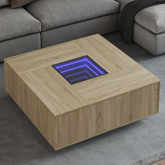 vidaXL Mesa de centro con Infinity LED roble Sonoma 100x100x40 cm