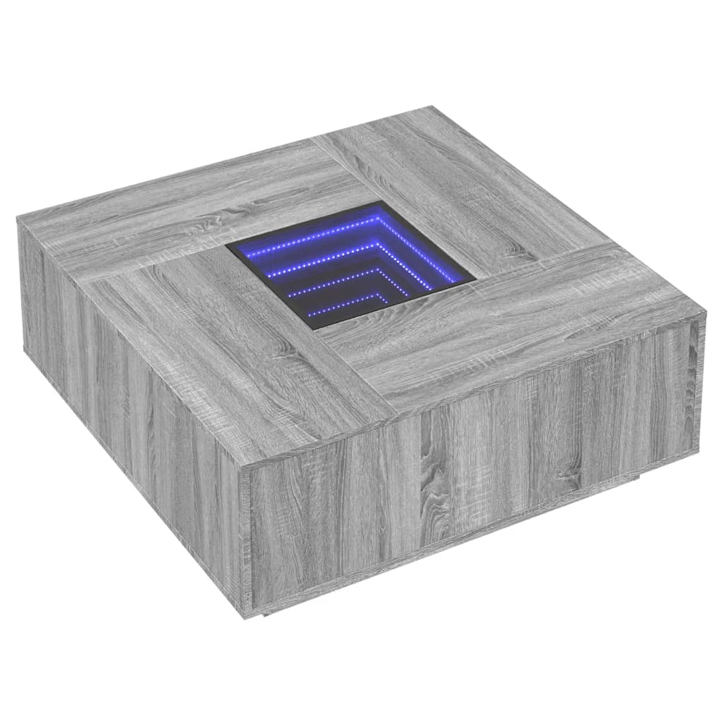 vidaXL Mesa de centro con Infinity LED gris Sonoma 100x100x40 cm