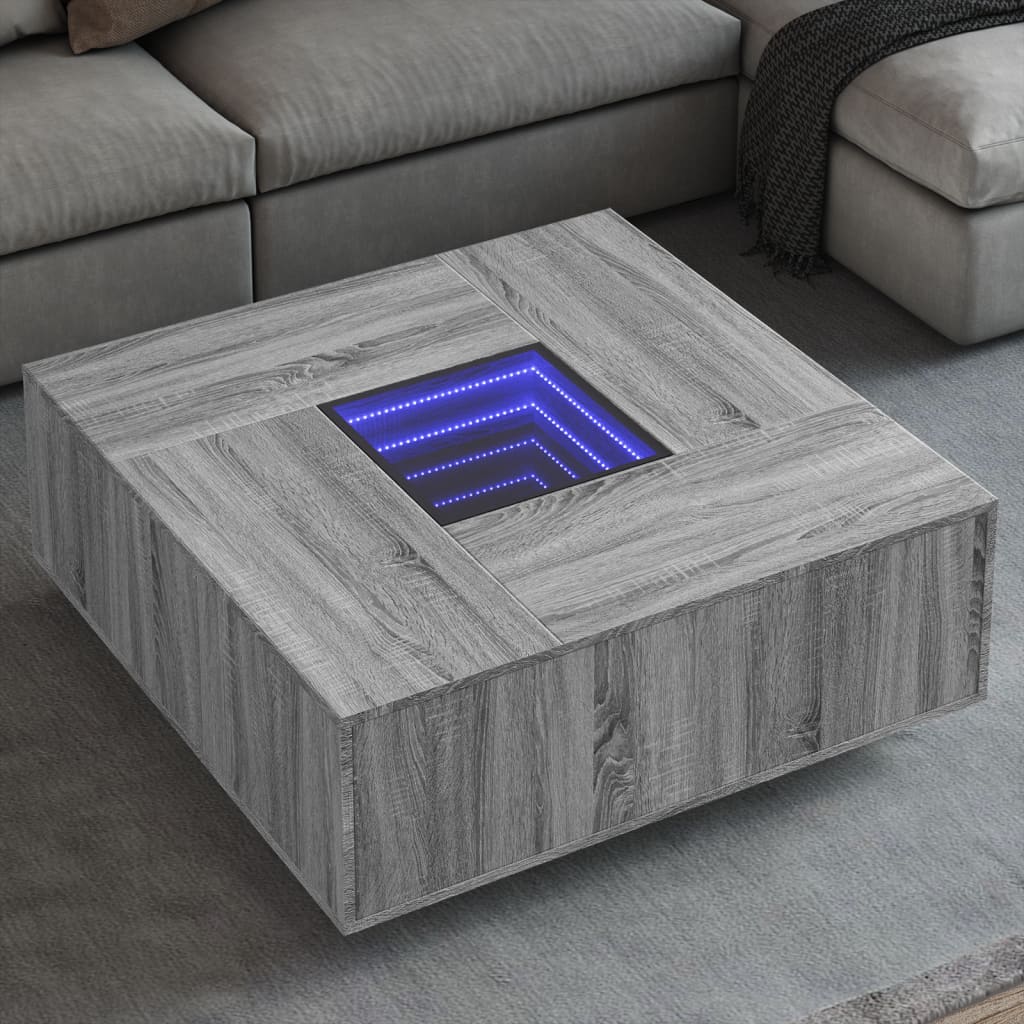 vidaXL Mesa de centro con Infinity LED gris Sonoma 100x100x40 cm