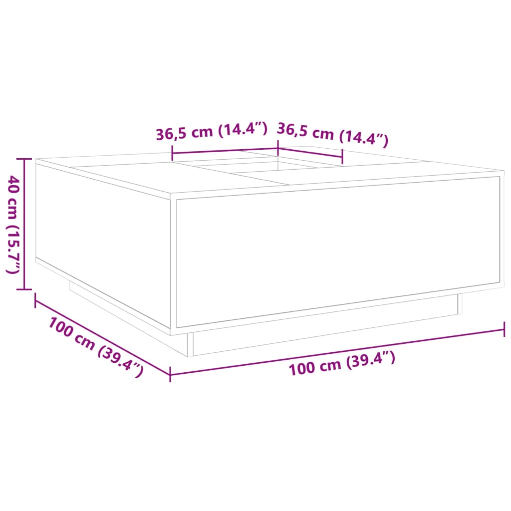 vidaXL Mesa de centro madera de ingeniería blanca 100x100x40 cm