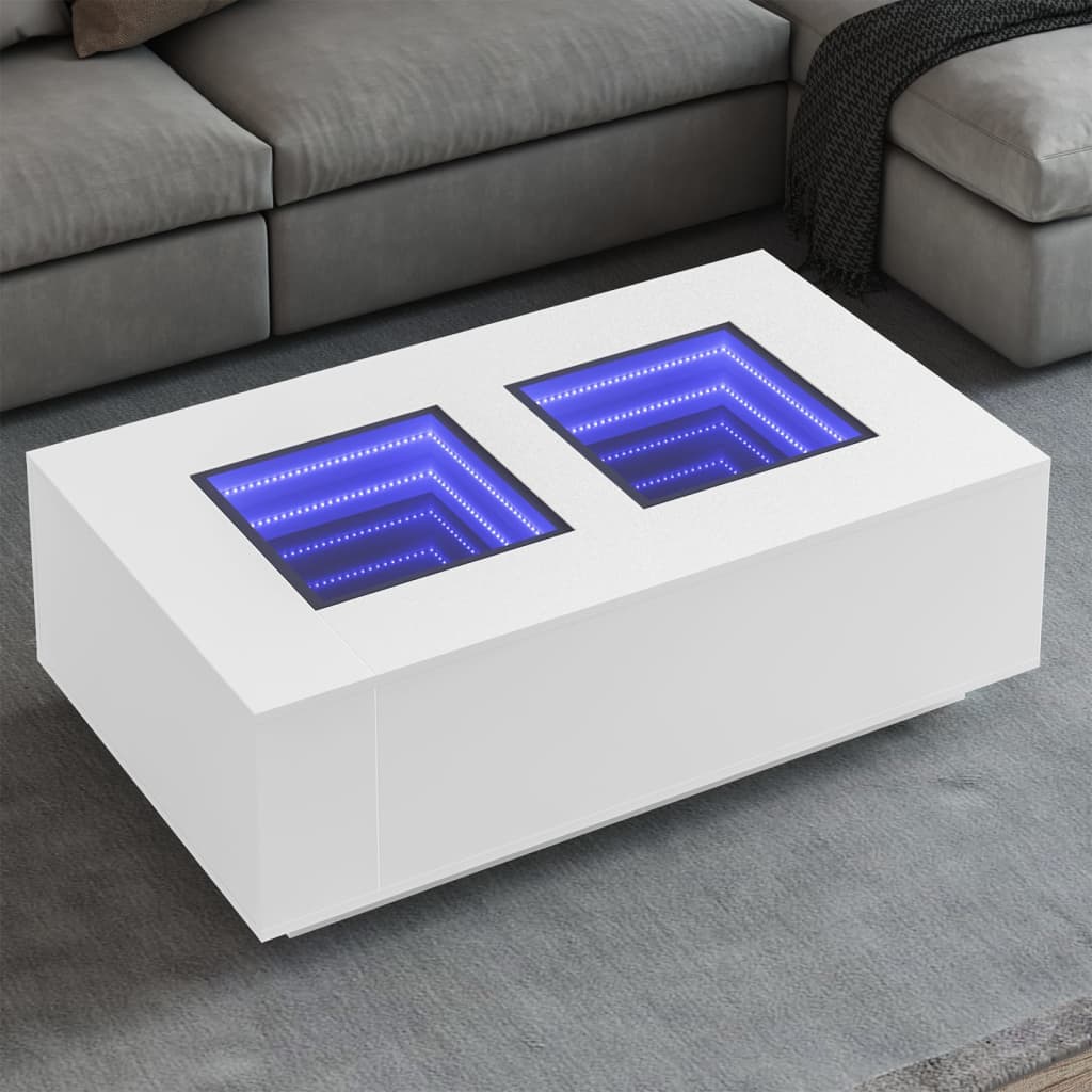 vidaXL Mesa de centro con LED Infinity blanca 116x69x40 cm