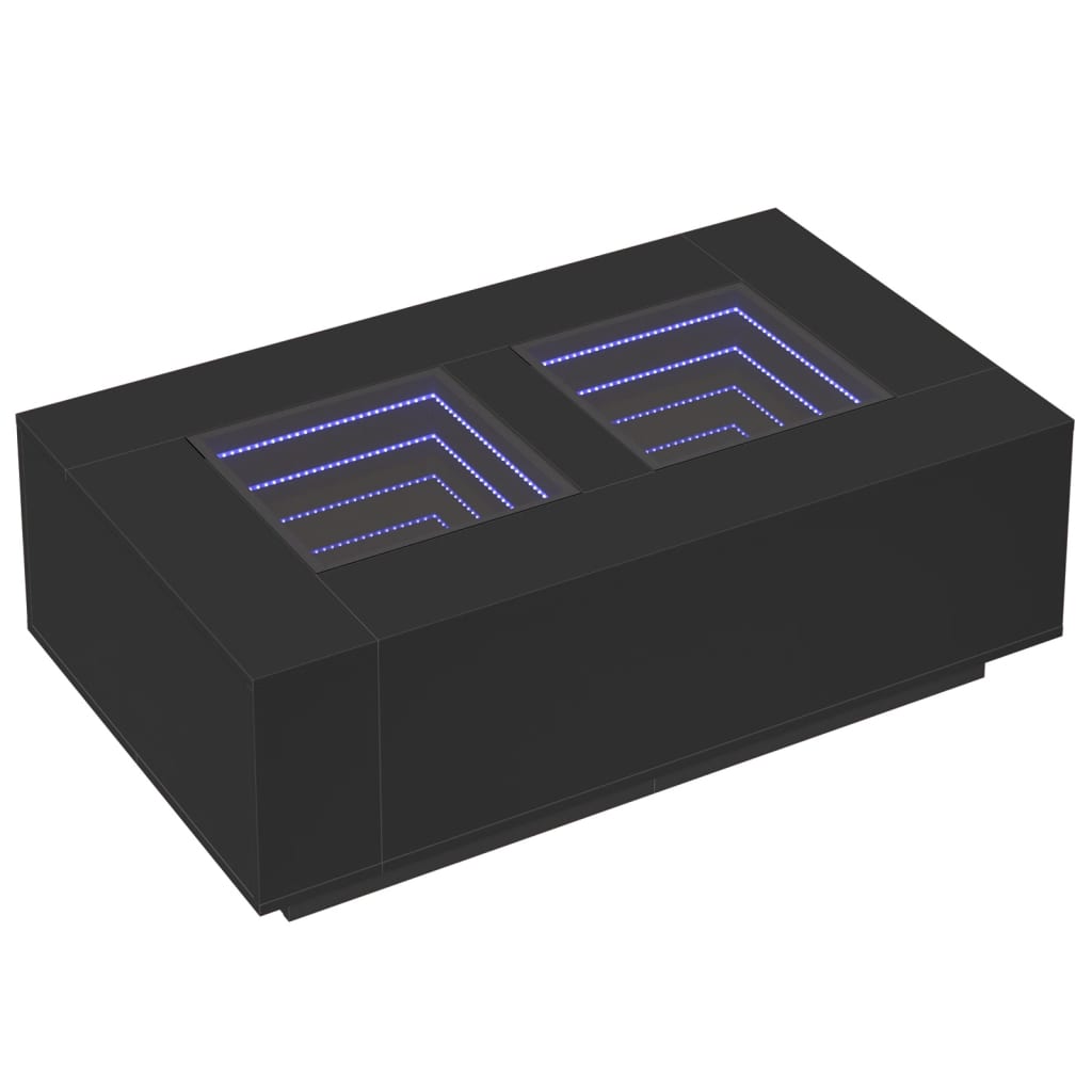 vidaXL Mesa de centro con LED Infinity negra 116x69x40 cm