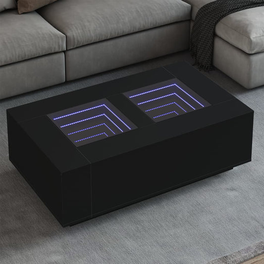 vidaXL Mesa de centro con LED Infinity negra 116x69x40 cm