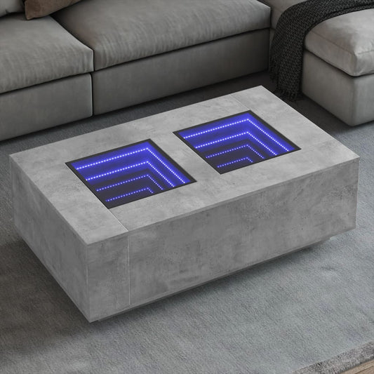 vidaXL Mesa de centro con Infinity LED gris hormigón 116x69x40 cm