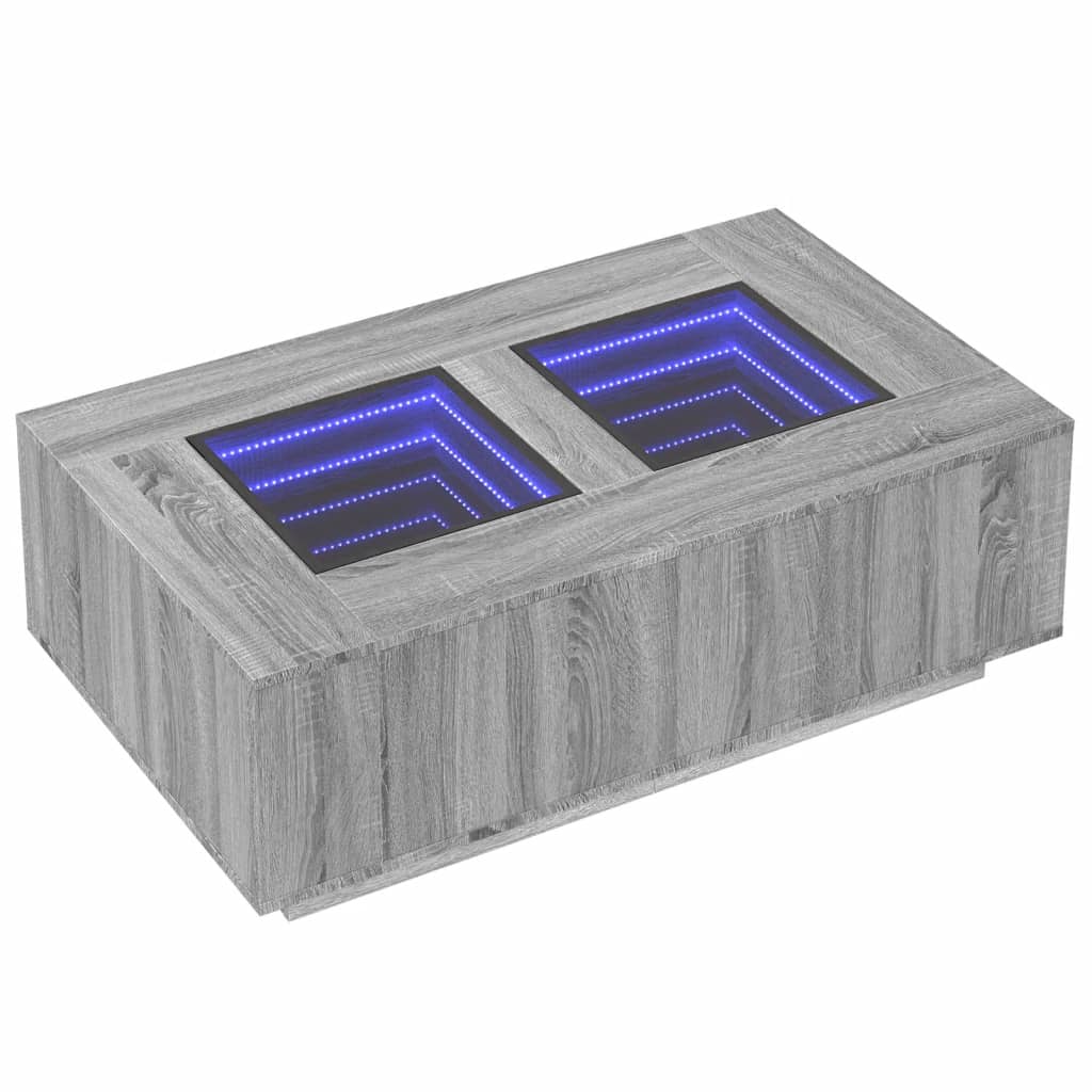 vidaXL Mesa de centro con Infinity LED gris Sonoma 116x69x40 cm