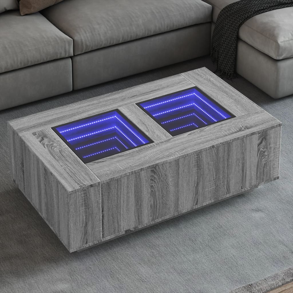 vidaXL Mesa de centro con Infinity LED gris Sonoma 116x69x40 cm