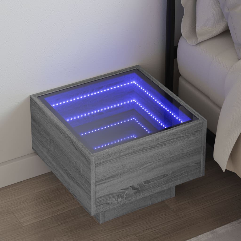 vidaXL Mesa de centro con Infinity LED gris Sonoma 40x40x30 cm