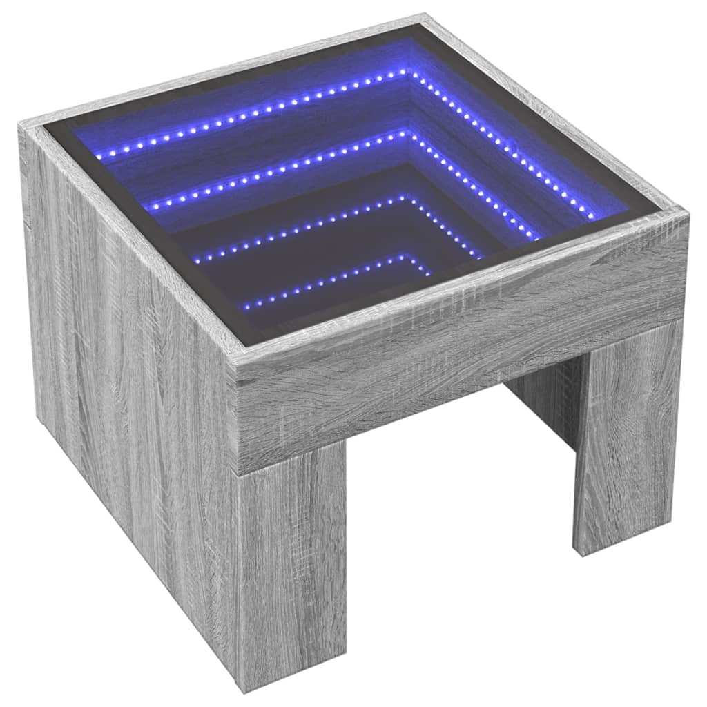 vidaXL Mesa de centro con Infinity LED gris Sonoma 40x40x30 cm