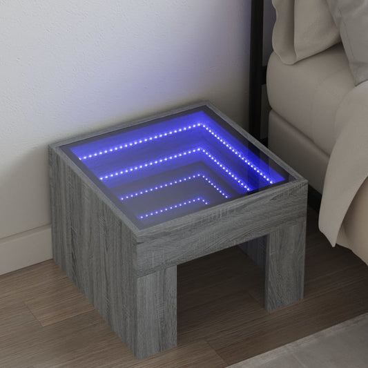 vidaXL Mesa de centro con Infinity LED gris Sonoma 40x40x30 cm