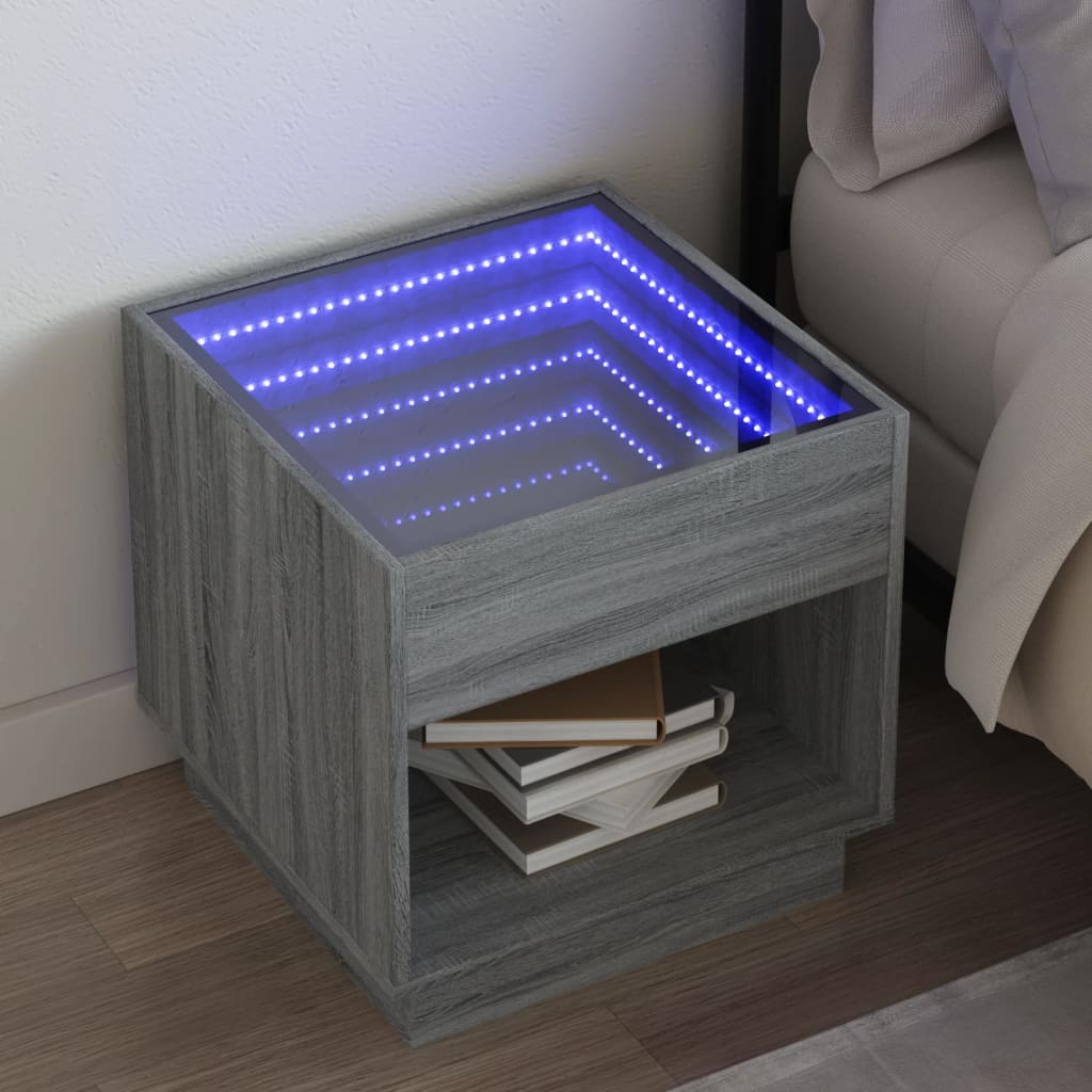 vidaXL Mesa de centro con Infinity LED gris Sonoma 50x50x50 cm