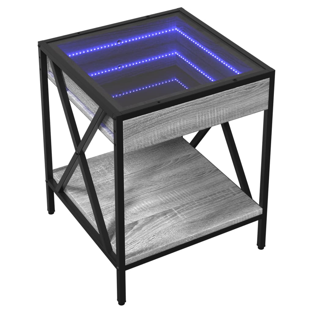 vidaXL Mesa de centro con Infinity LED gris Sonoma 40x40x49 cm