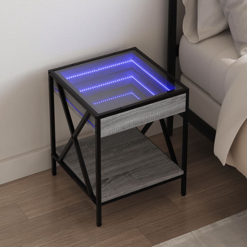 vidaXL Mesa de centro con Infinity LED gris Sonoma 40x40x49 cm