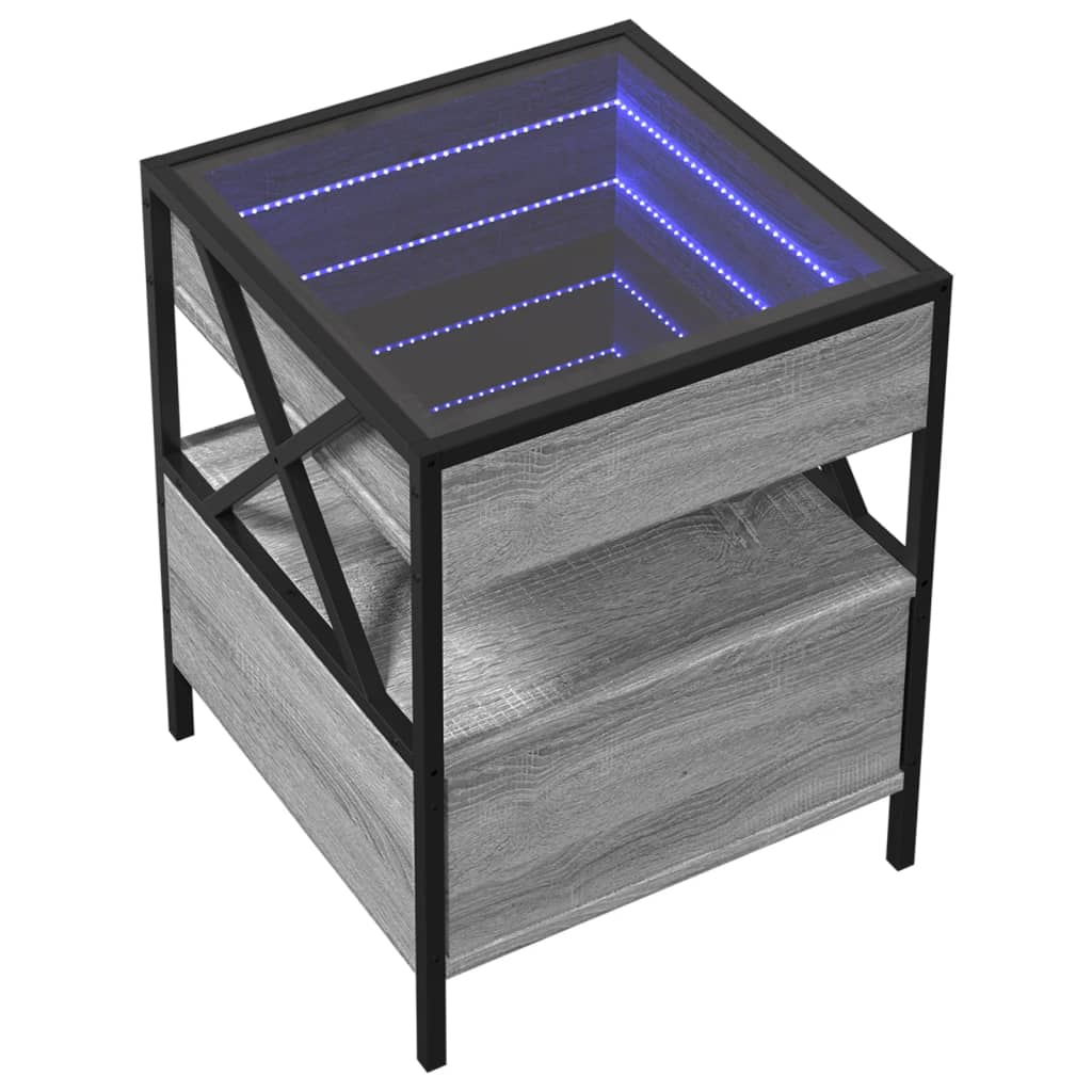 vidaXL Mesa de centro con Infinity LED gris Sonoma 40x40x51 cm