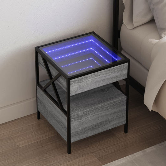 vidaXL Mesa de centro con Infinity LED gris Sonoma 40x40x51 cm