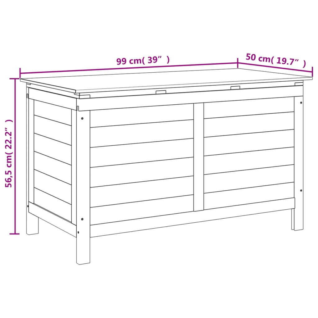 vidaXL Baúl para cojines de jardín madera maciza abeto 99x50x56,5 cm