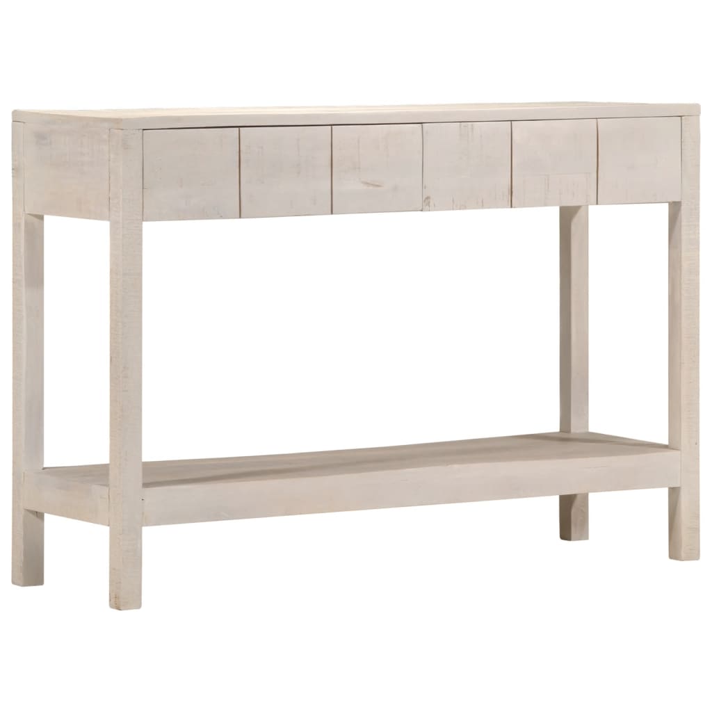 vidaXL Mesa consola madera maciza de mango blanco 110x35x75 cm