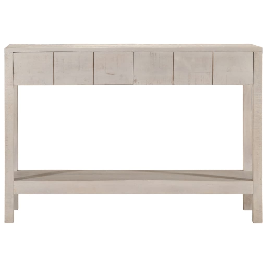 vidaXL Mesa consola madera maciza de mango blanco 110x35x75 cm