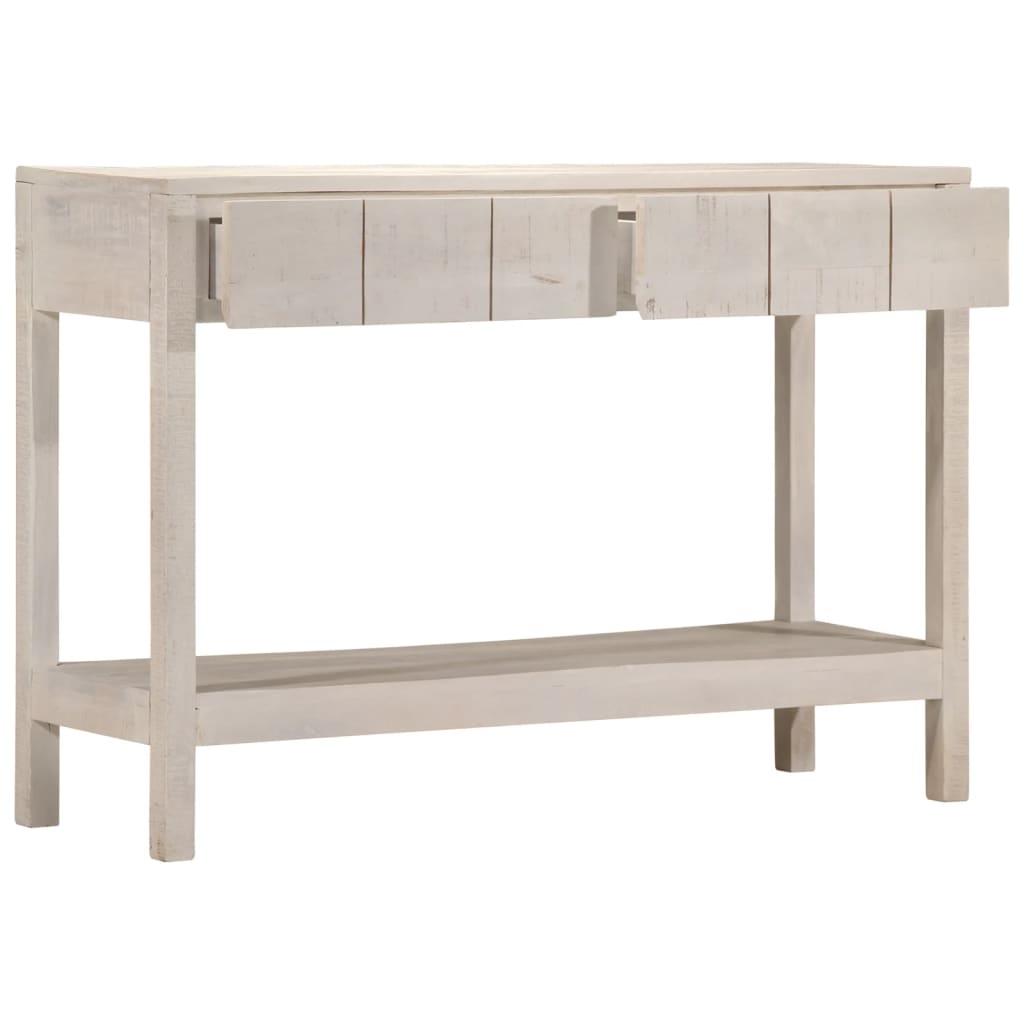 vidaXL Mesa consola madera maciza de mango blanco 110x35x75 cm