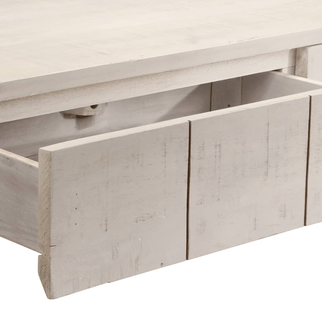 vidaXL Mesa consola madera maciza de mango blanco 110x35x75 cm