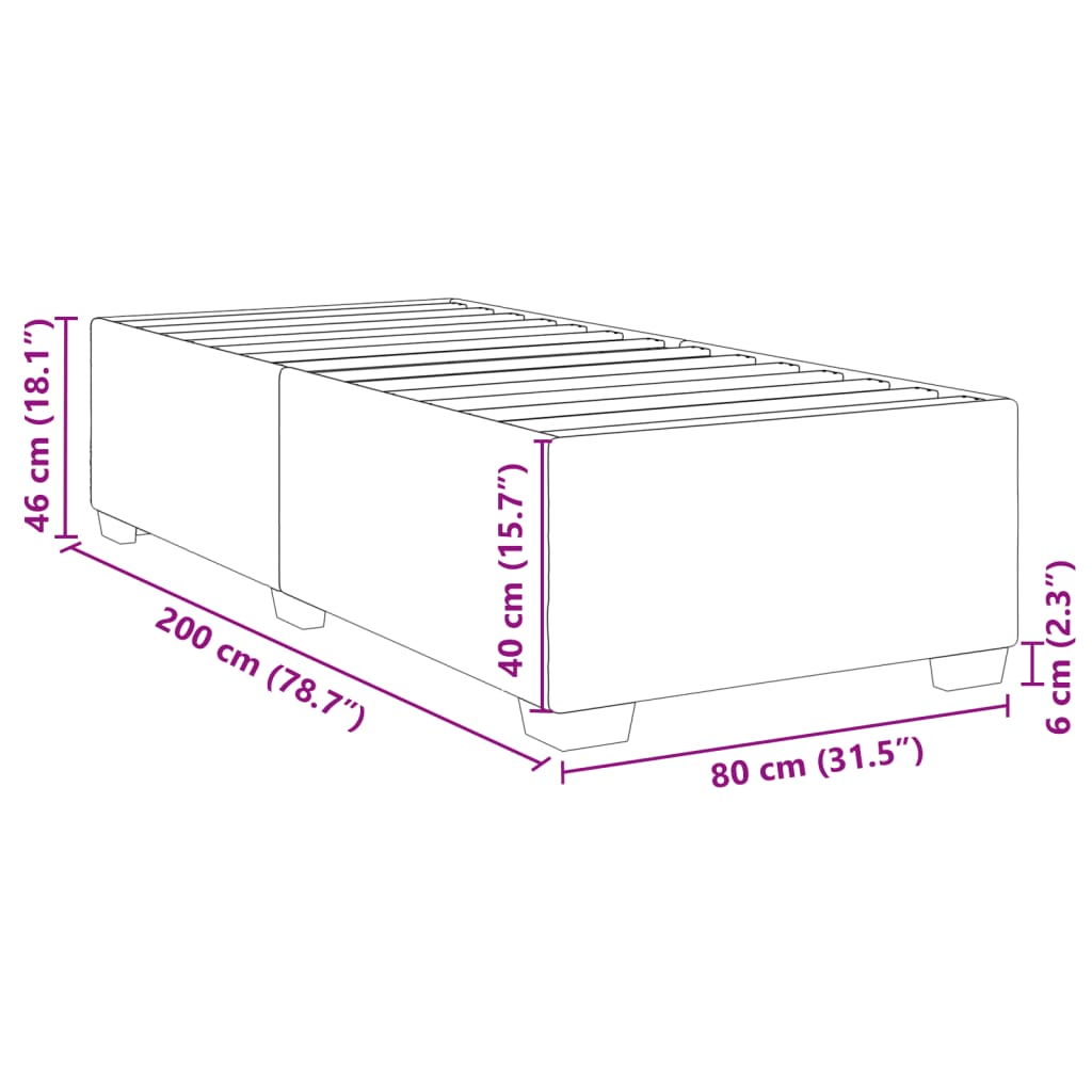 vidaXL Estructura de cama sin colchón tela marrón oscuro 80x200 cm