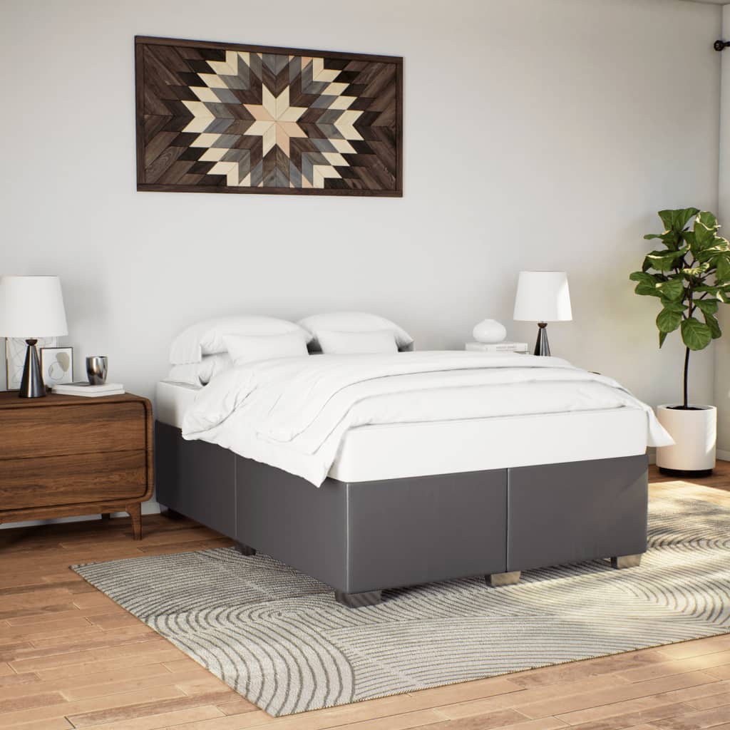 vidaXL Estructura de cama sin colchón cuero sintético gris 140x190 cm