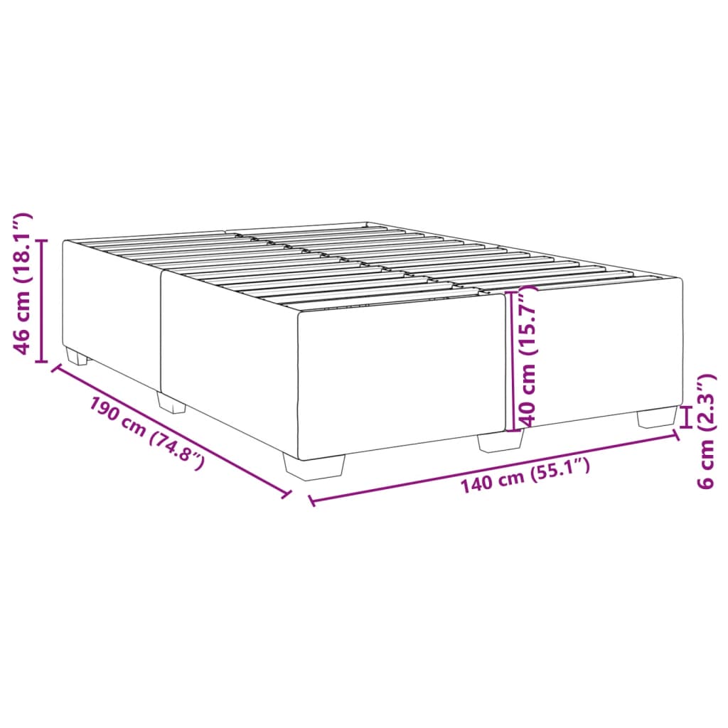 vidaXL Estructura cama sin colchón cuero sintético capuchino 140x190cm