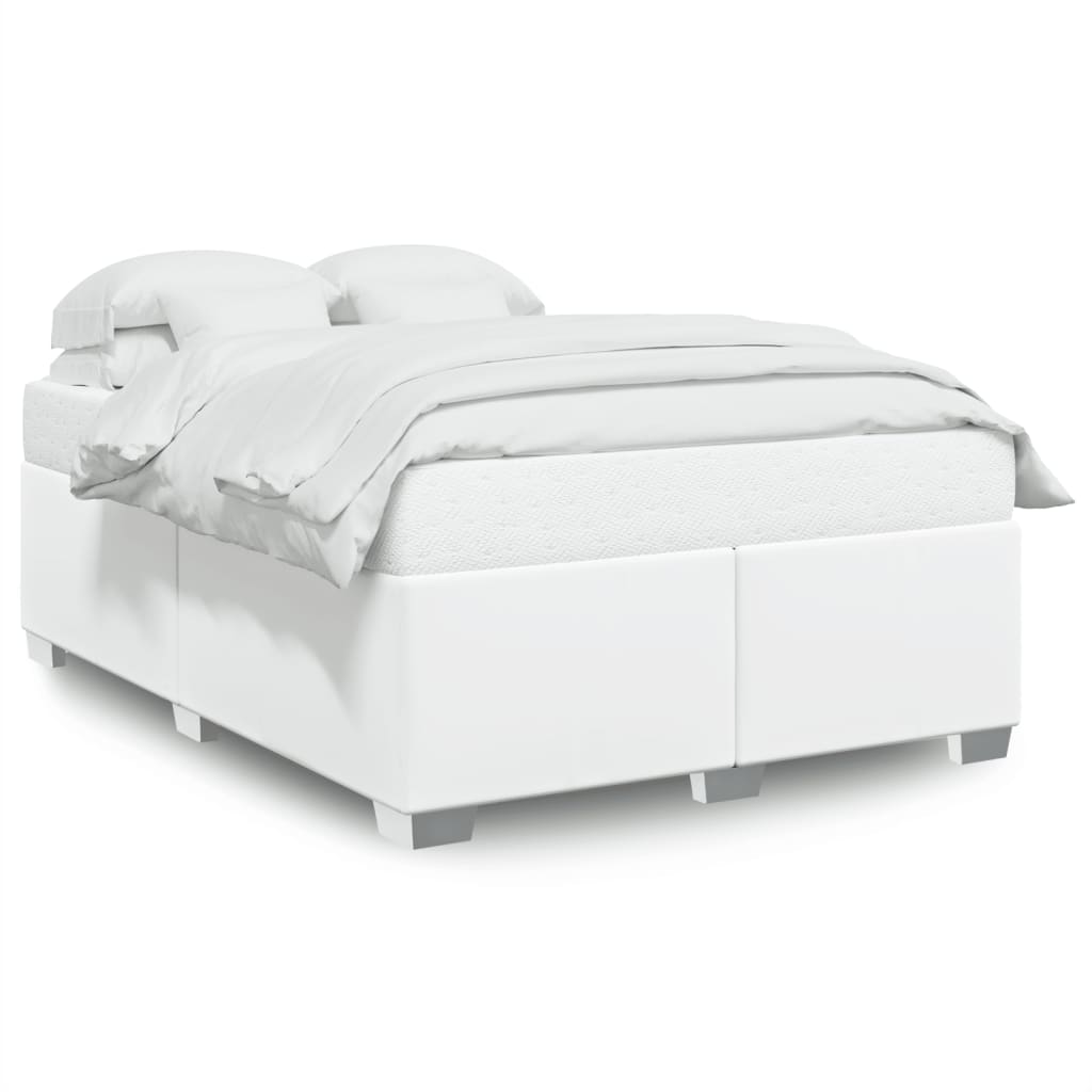 vidaXL Estructura de cama sin colchón cuero sintético blanco 140x200cm