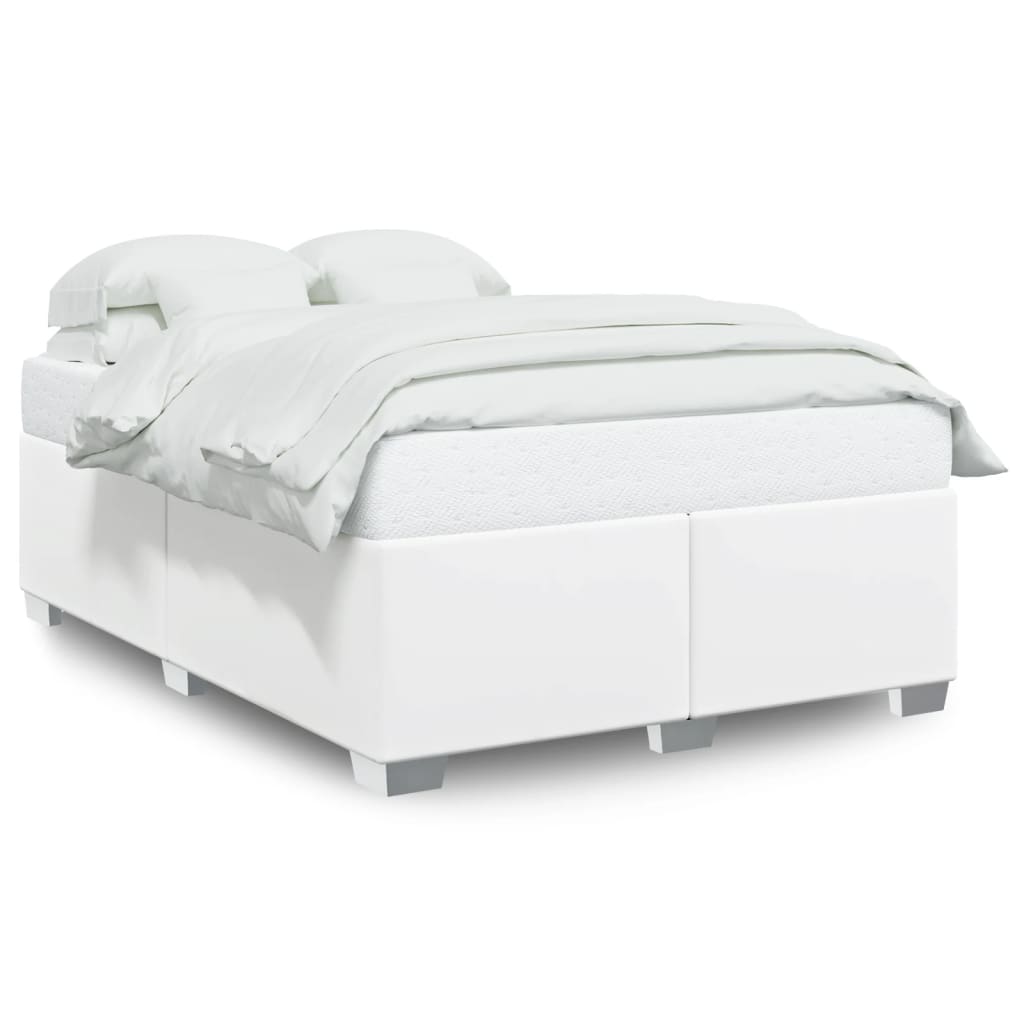 vidaXL Estructura de cama sin colchón cuero sintético blanco 160x200cm