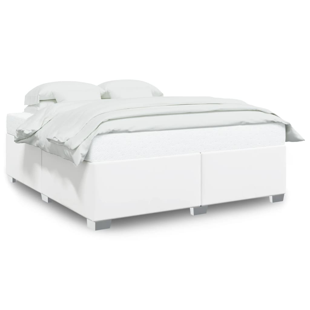 vidaXL Estructura de cama sin colchón cuero sintético blanco 200x200cm