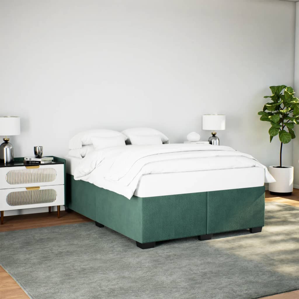 vidaXL Estructura cama sin colchón terciopelo verde oscuro 140x190 cm