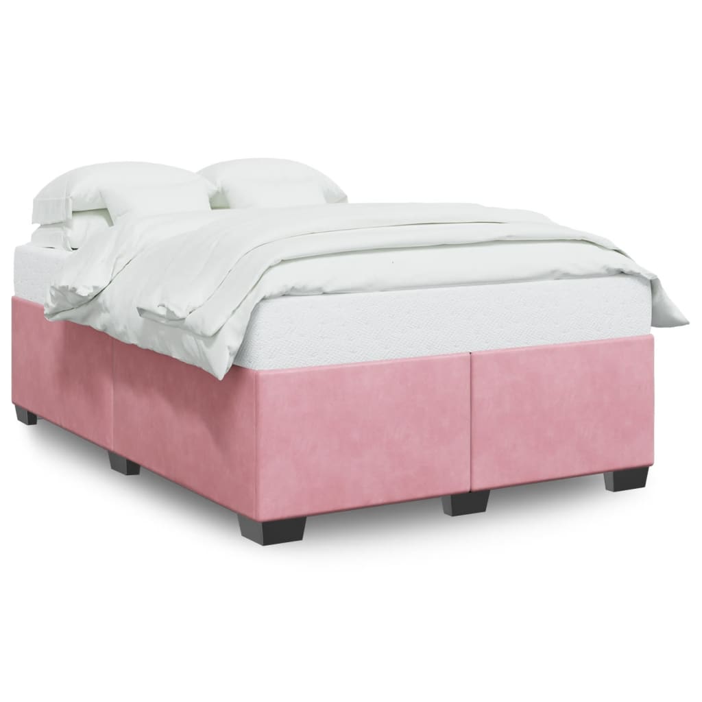 vidaXL Estructura de cama sin colchón terciopelo rosa 140x190 cm