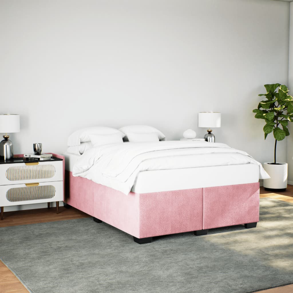 vidaXL Estructura de cama sin colchón terciopelo rosa 140x190 cm