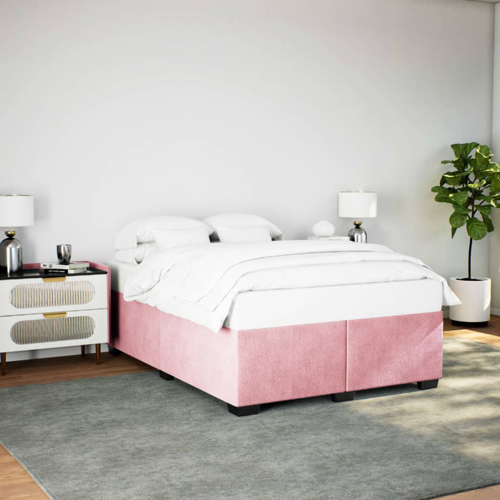 vidaXL Estructura de cama sin colchón terciopelo rosa 140x200 cm