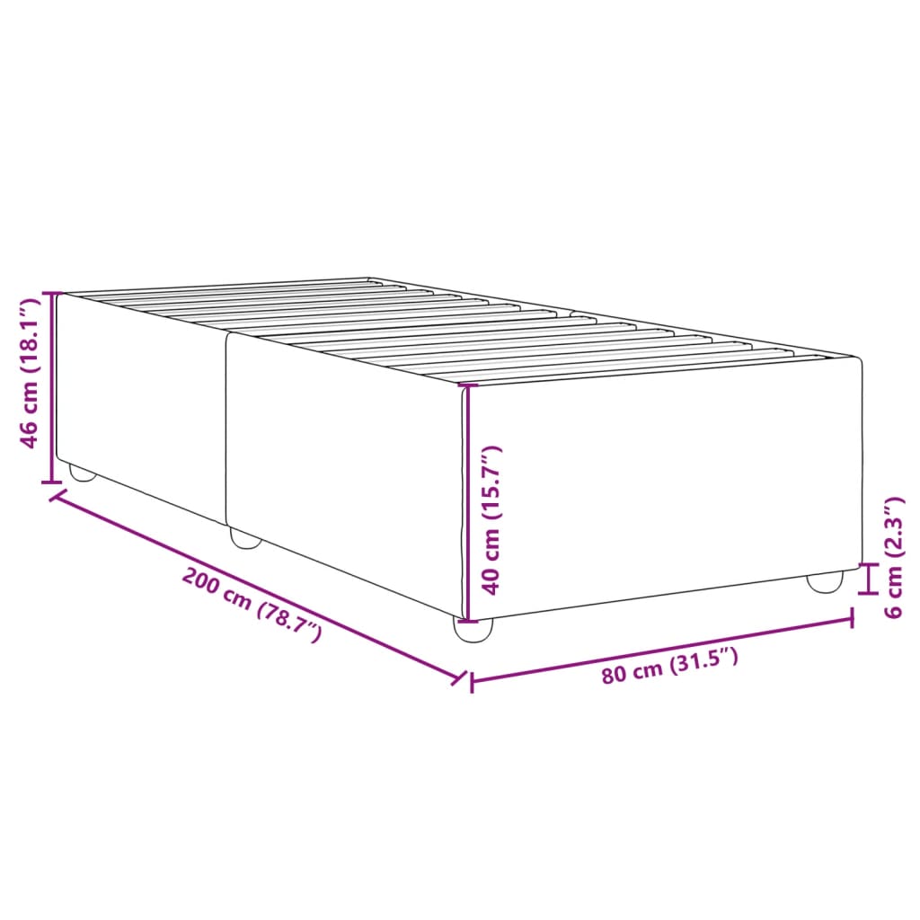 vidaXL Estructura de cama sin colchón tela marrón oscuro 80x200 cm