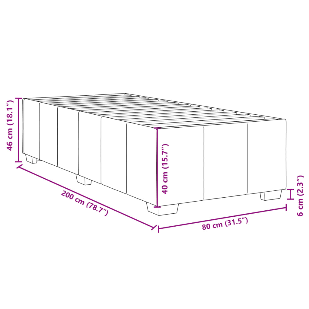 vidaXL Estructura de cama sin colchón tela azul 80x200 cm