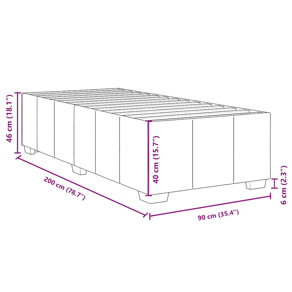 vidaXL Estructura de cama sin colchón tela marrón oscuro 90x200 cm