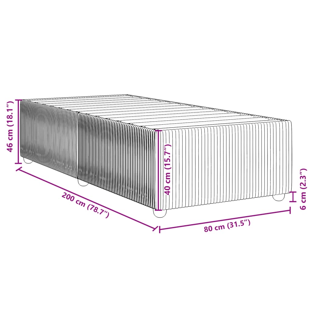 vidaXL Estructura de cama sin colchón tela marrón oscuro 80x200 cm