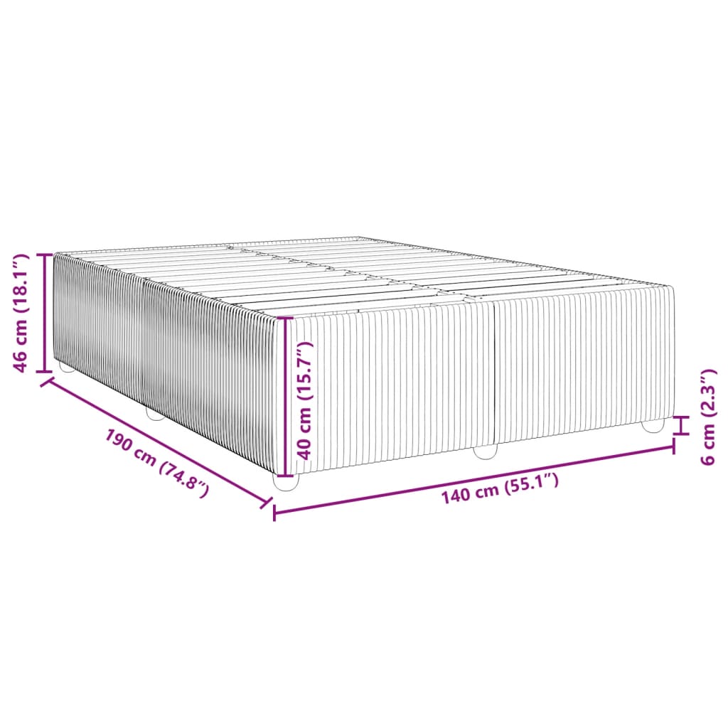 vidaXL Estructura de cama sin colchón terciopelo gris claro 140x190 cm