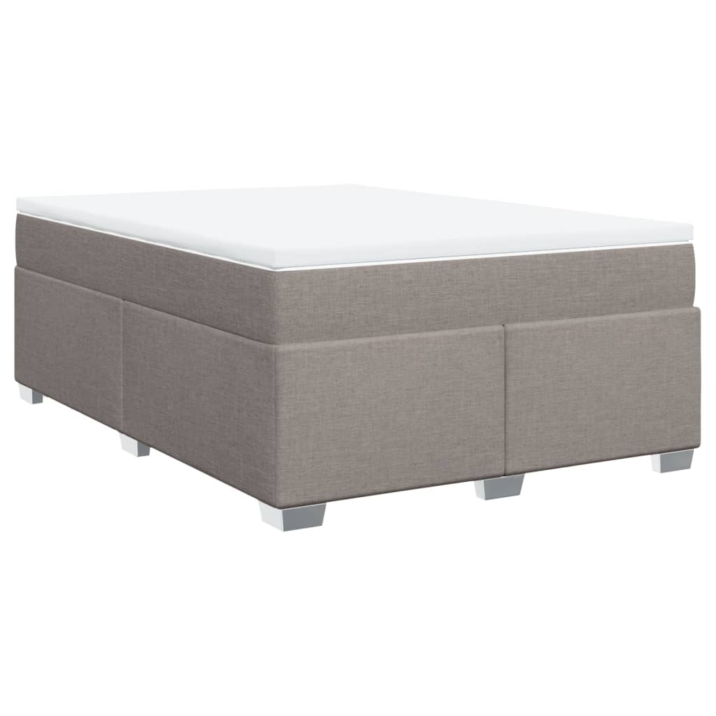 vidaXL Cama box spring con colchón tela gris taupe 140x200 cm