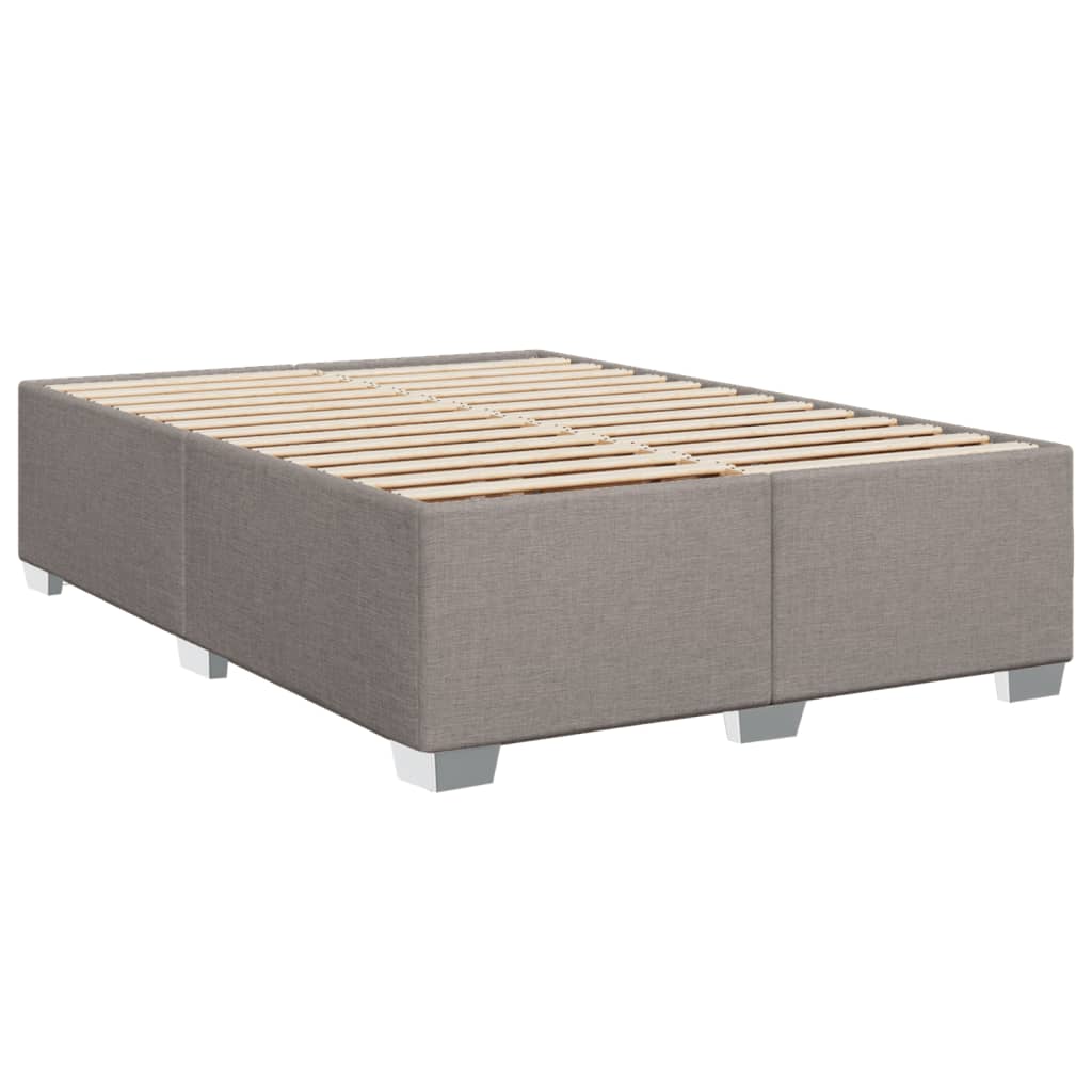 vidaXL Cama box spring con colchón tela gris taupe 140x200 cm