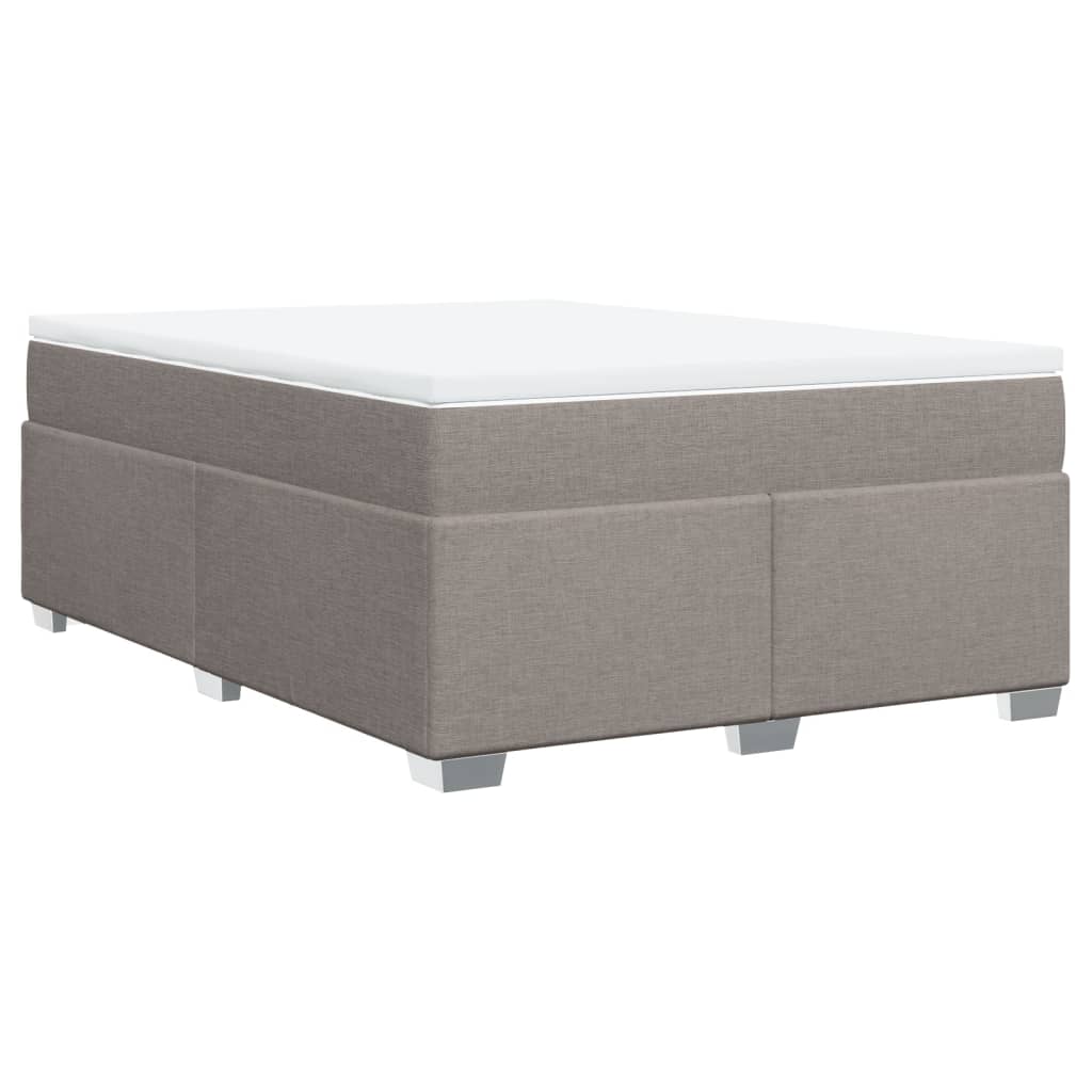 vidaXL Cama box spring con colchón tela gris taupe 140x200 cm