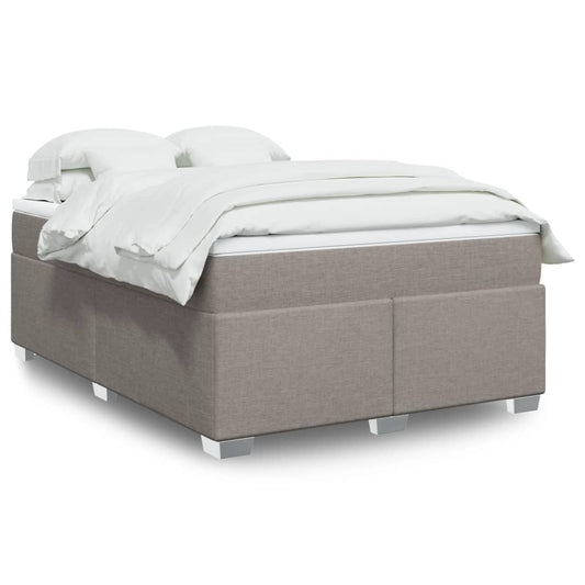 vidaXL Cama box spring con colchón tela gris taupe 140x200 cm