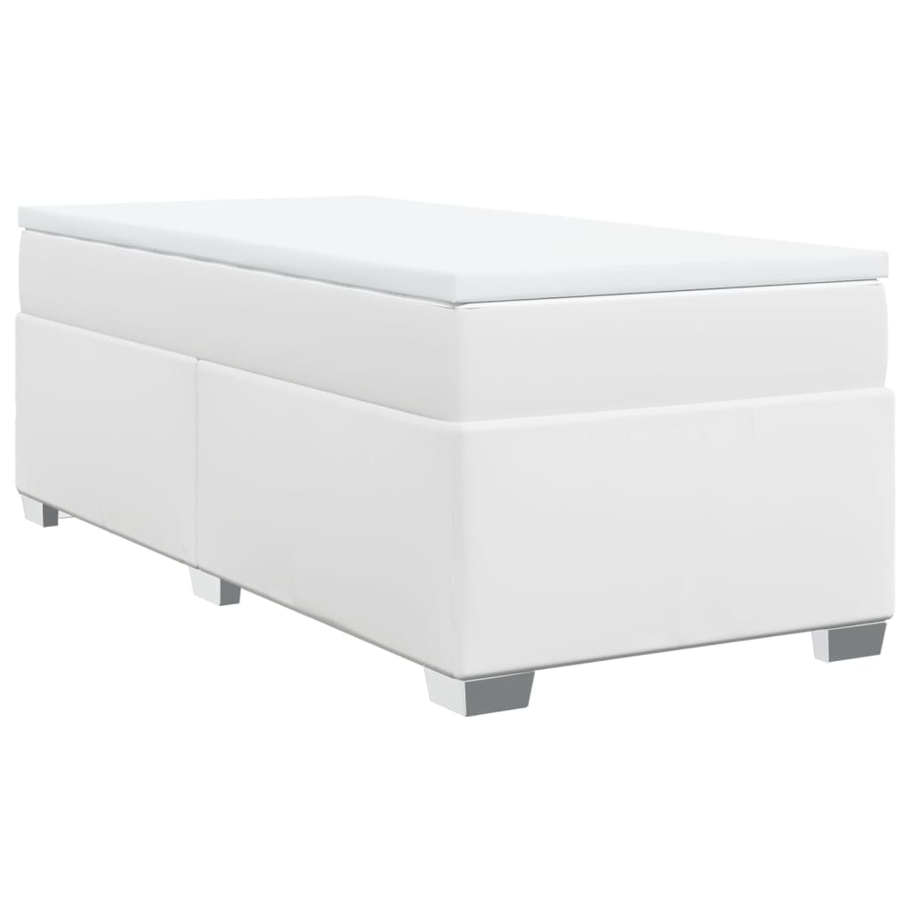 vidaXL Cama box spring con colchón cuero sintético blanco 80x200 cm