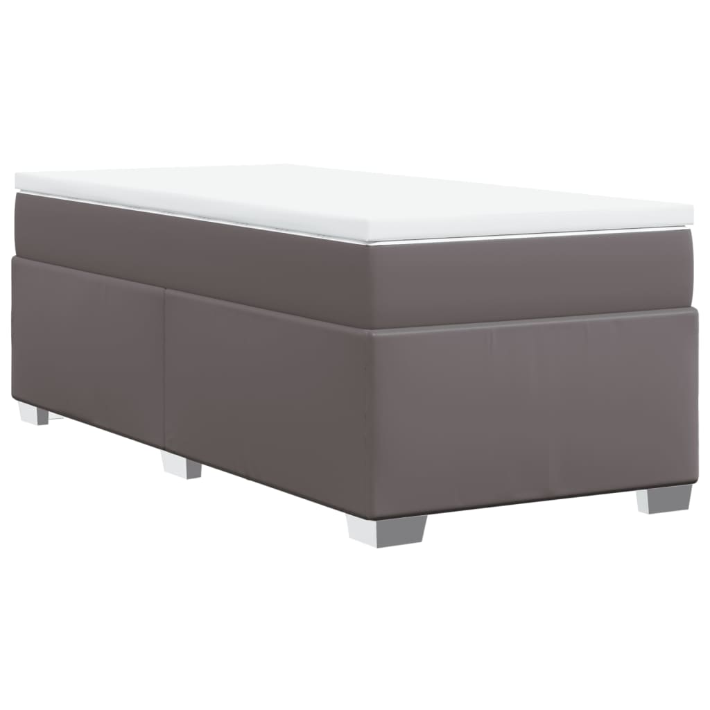 vidaXL Cama box spring con colchón cuero sintético gris 80x200 cm