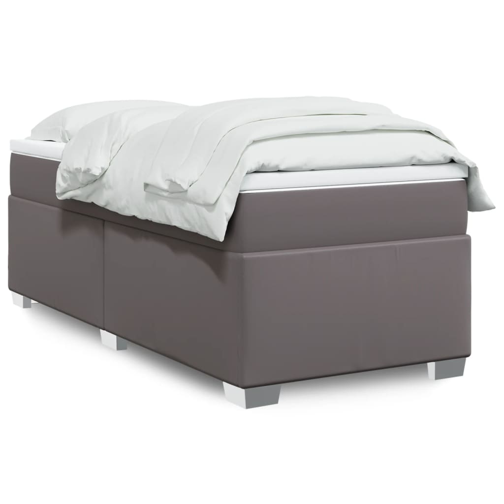 vidaXL Cama box spring con colchón cuero sintético gris 80x200 cm