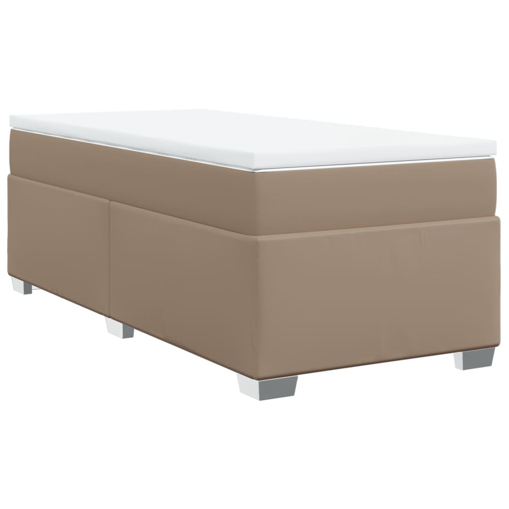 vidaXL Cama box spring con colchón cuero sintético capuchino 80x200 cm