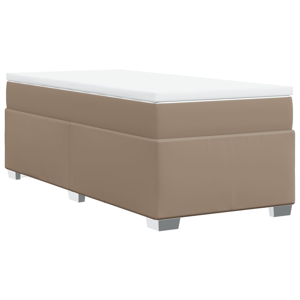 vidaXL Cama box spring con colchón cuero sintético capuchino 80x200 cm